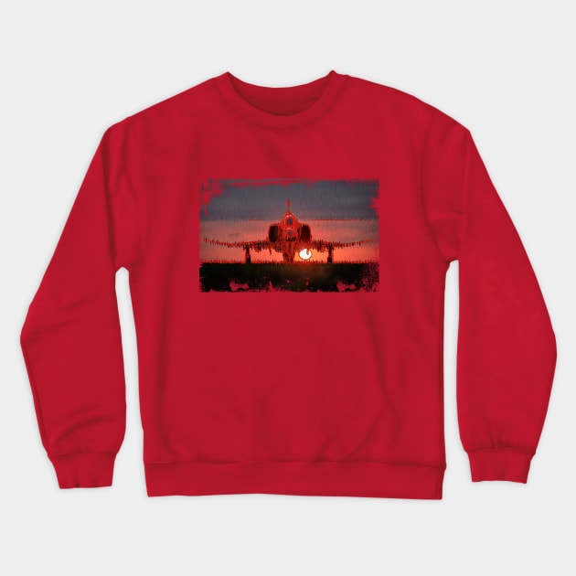 Military Fighter Jet Sunset Crewneck Sweatshirt by FasBytes